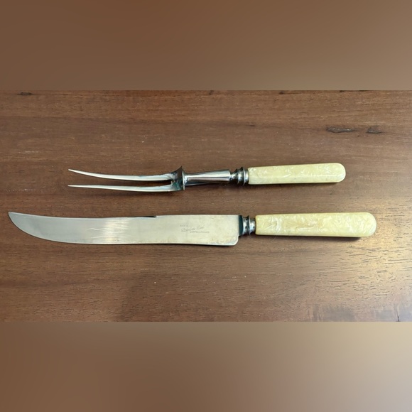 Antique Vintage Carving‎ Set Stainless Steel Bakelite Handles Sheffield England - Picture 1 of 8